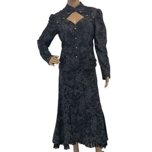 Joseph Ribkoff faux leather Gray Black two pieces Suit Blazer and skirt size 10